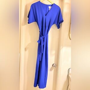 Sweet Storm Cobalt Blue V-Neck Tie-Waist Jumpsuit